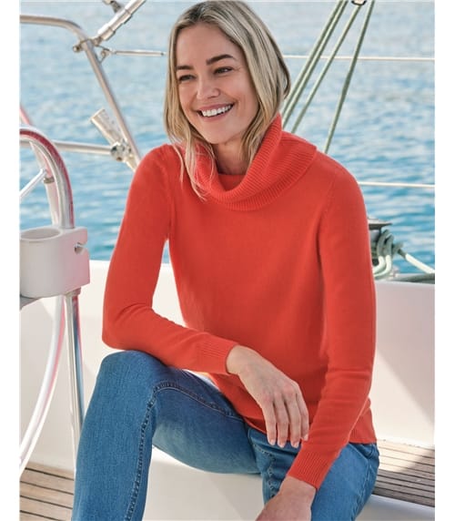 Pullover mit Wasserfallausschnitt aus Kaschmir und Merinowolle für Damen