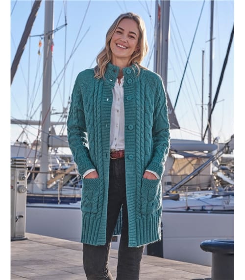 Manteau cardigan en maille irlandaise - Femme - Pure Laine