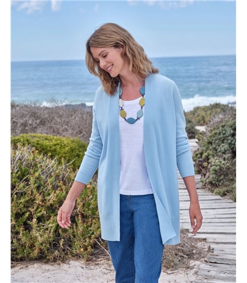 Verschlusslose lange Merino-Strickjacke