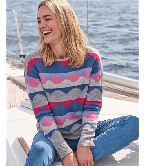 Scallop Stripe Boat Neck Jumper