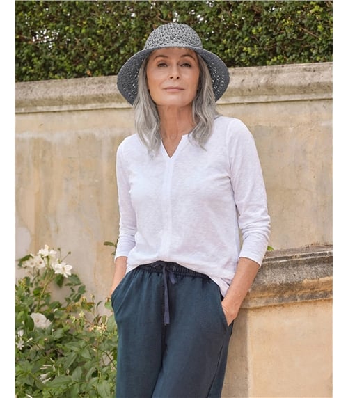 Long Sleeve Notch Neck Top