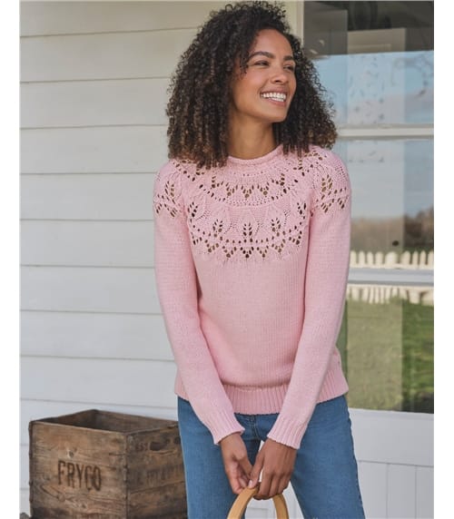 Pointelle Leaf Yoke Jumper