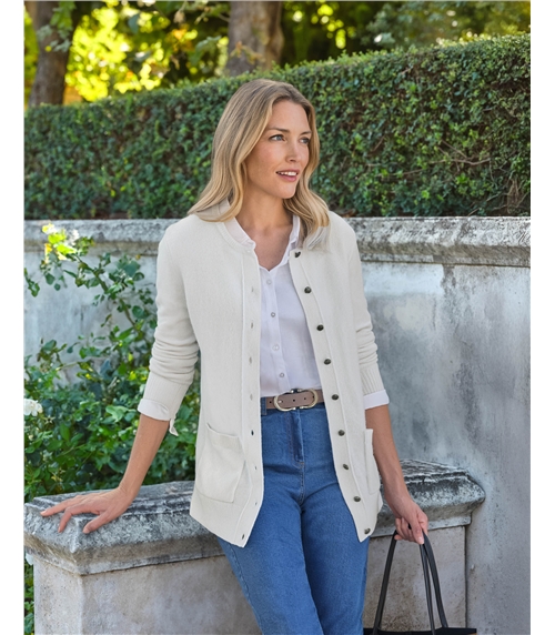 Lambswool Ladies Crew Neck Cardigan