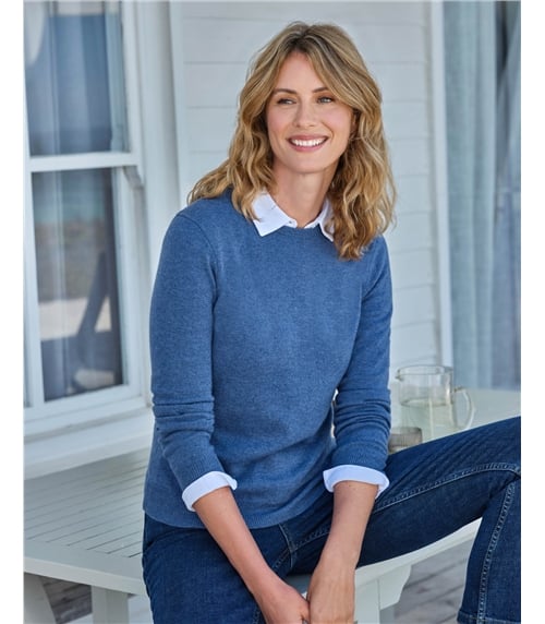 Pull à col rond - Femme - Cachemire & Mérinos