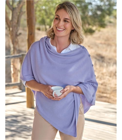 Cashmere Merino Blend Button Poncho
