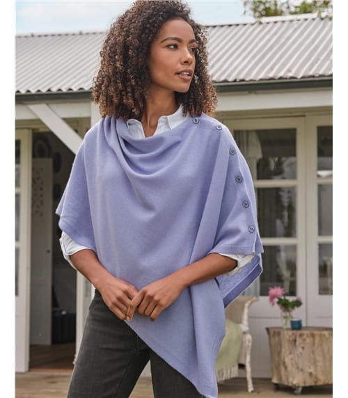 Cashmere Merino Blend Button Poncho