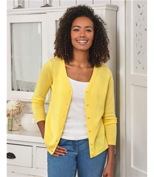 Cashmere Merino Classic V Neck Cardigan