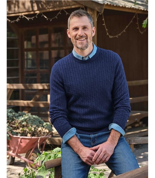 Cashmere and Merino Cable Jumper