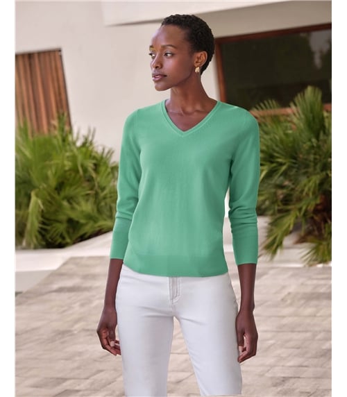 Kaschmirpullover mit V-Ausschnitt