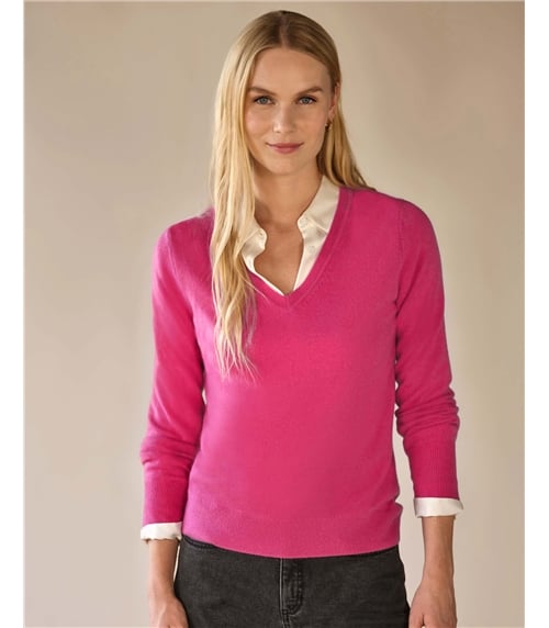 Kaschmirpullover mit V-Ausschnitt