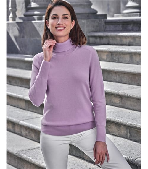 Womens Cashmere Polo Neck Sweater