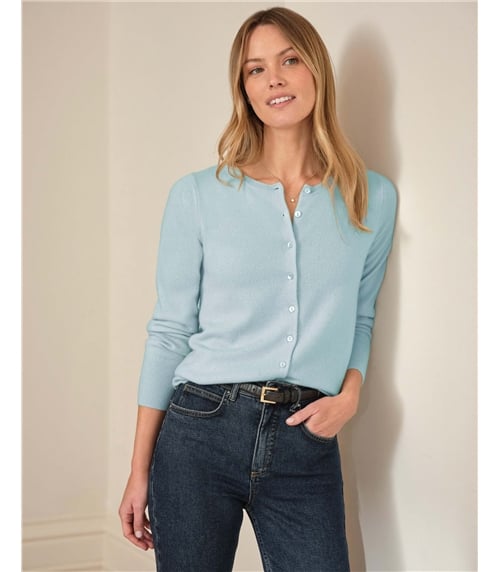 Kaschmir Strickjacke mit Rundhalsausschnitt