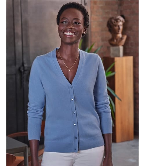 Kaschmir Strickjacke mit V-Ausschnitt