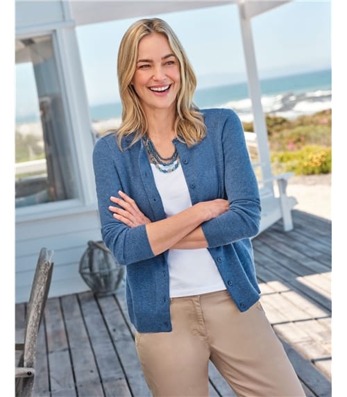 Cashmere Merino Crew Neck Cardigan