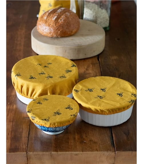 Honey Bee Linen Bowl Covers Set