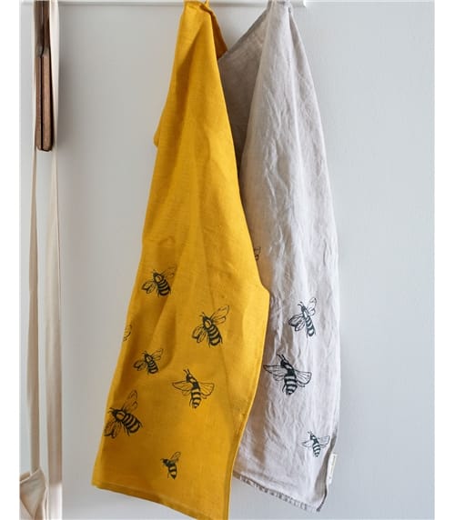 Honey Bee Linen Tea Towel