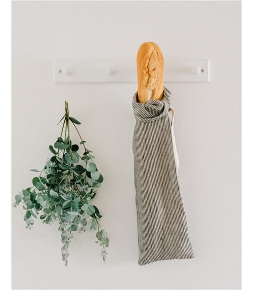 Striped Linen Baguette Bag
