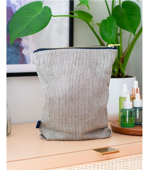 Striped Linen Toiletry Bag