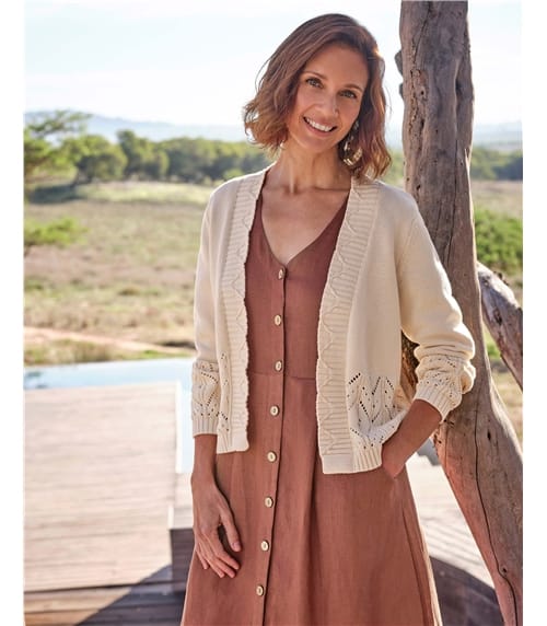 Pointelle Hem Edge To Edge Cardigan