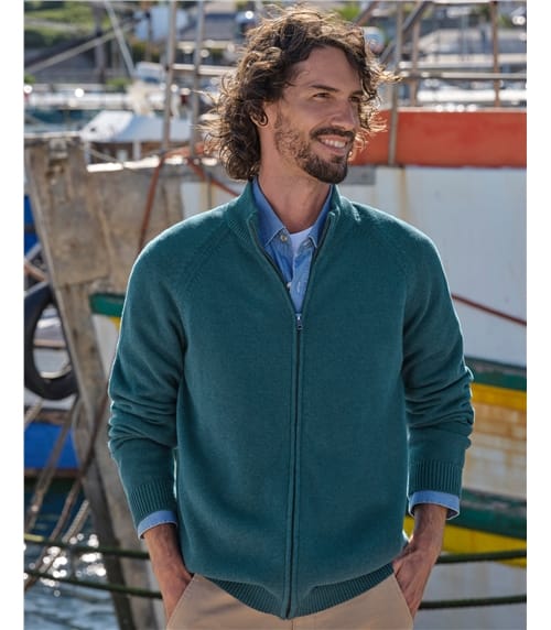 Cardigan zippé essentiel en coton - Homme