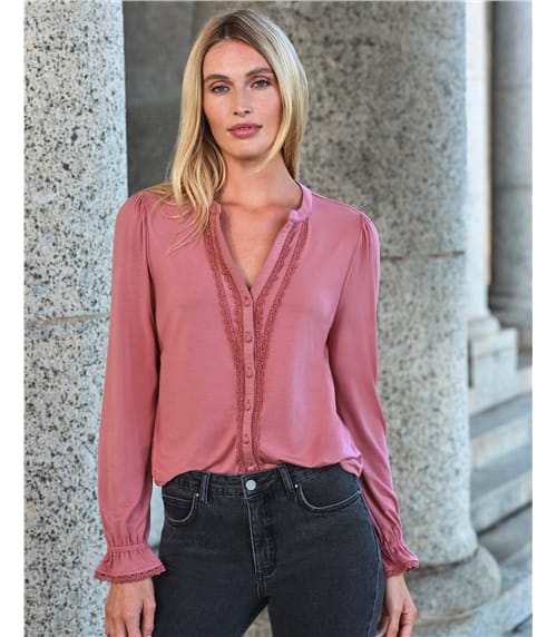Jersey Lace Trim Blouse
