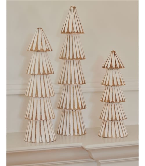 Wooden Carved Trees Set Of 3
