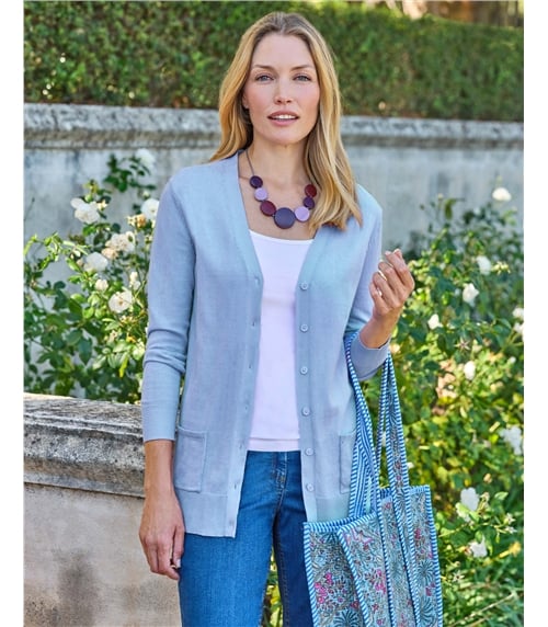 Cardigan long à col en V - Femme