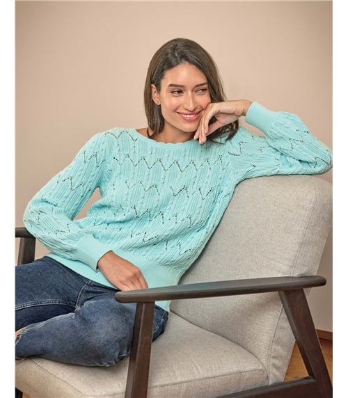 Cotton Lacy Knit Sweater