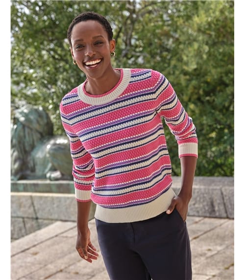Cotton Textured Stripe Sweater