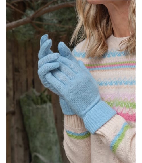 Handschuhe mit Rippbündchen aus reinem Kaschmir für Damen