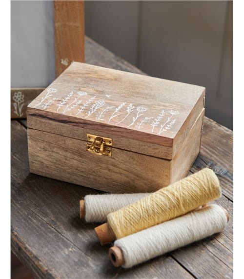 Wildflower Etched Wooden Box