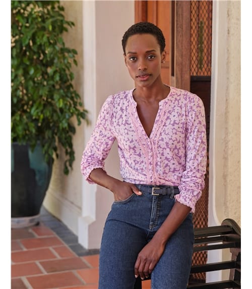 Jersey Lace Trim Blouse
