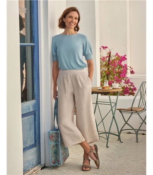 Culotte en lin à dos élastique