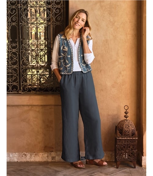 Leinenhose mit weitem Bein