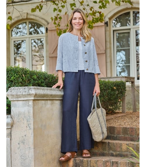 Leinenhose mit weitem Bein