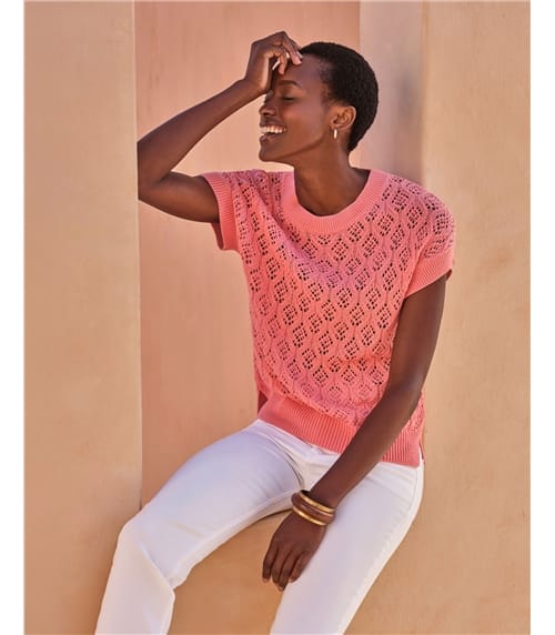 Cotton Lace Knit Top