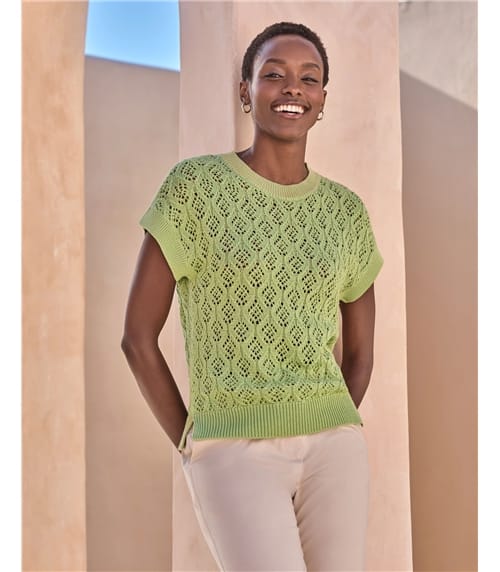 Cotton Lace Knit Top