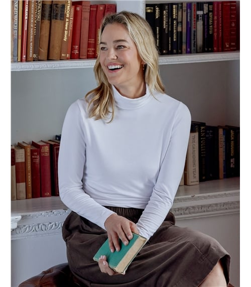 Jersey Slim Polo Neck Top