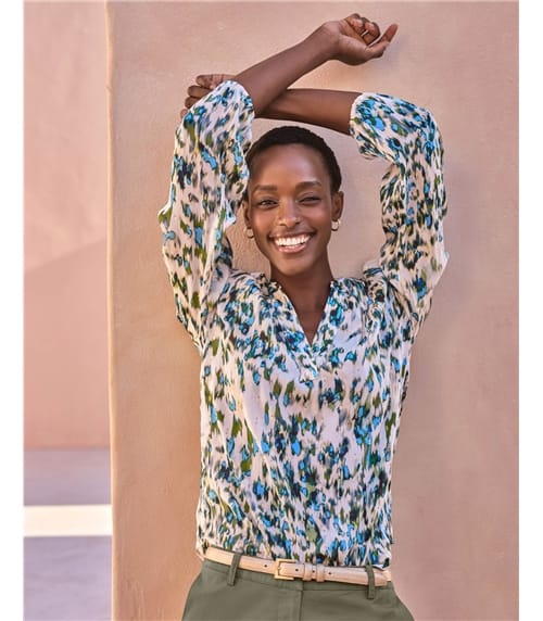 Print Blouse With Lurex