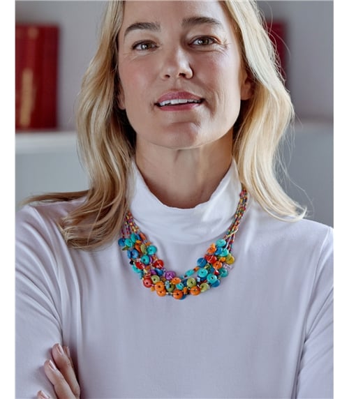Wooden Button Multi Necklace