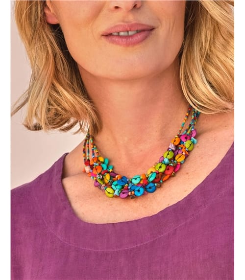 Wooden Button Multi Necklace