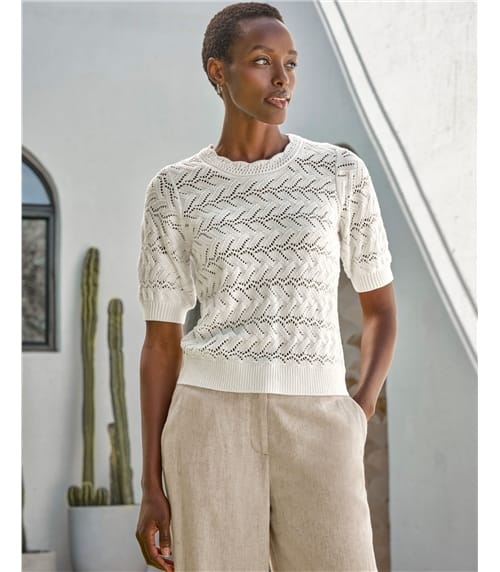Cotton Crochet Trim Top