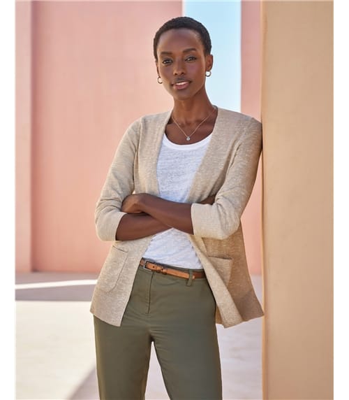 Open Cotton Linen Sparkle Cardigan