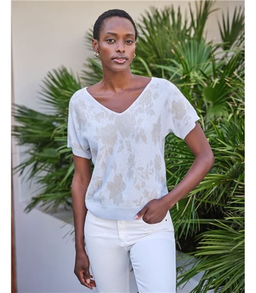 Linen Cotton Sparkle Rose Top