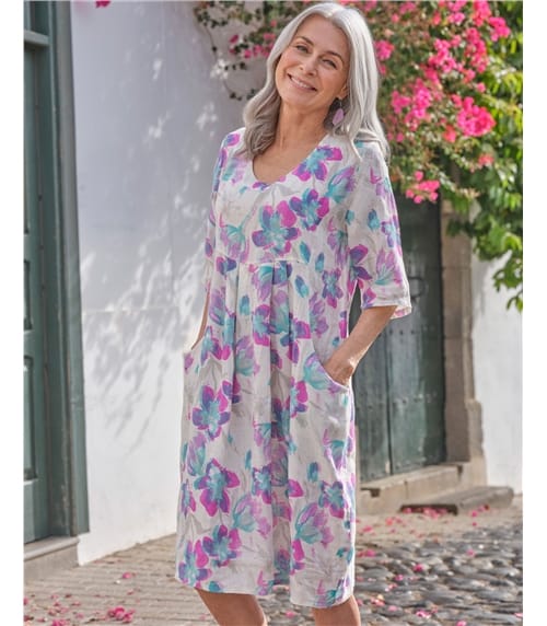 Robe-Tunique à poches - Femme - Pur Lin