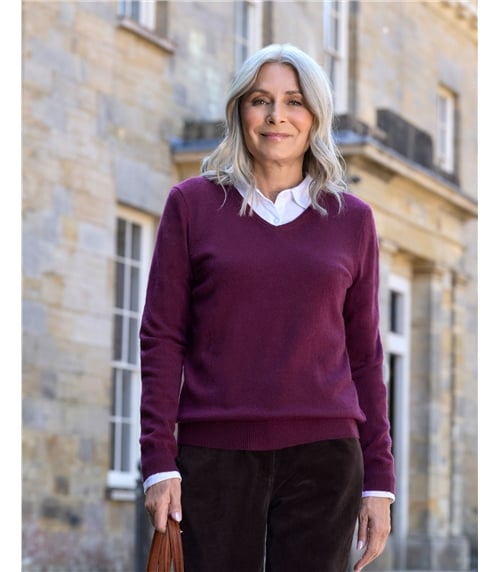 Cashmere & Merino V Neck Knitted Jumper