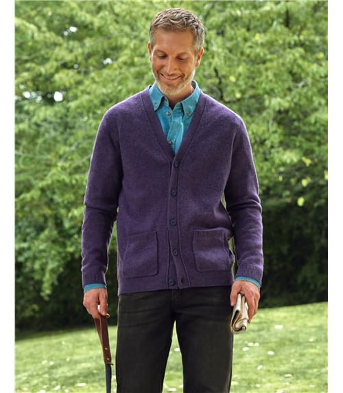 Strickjacke mit V-Ausschnitt aus Lammwolle für Herren