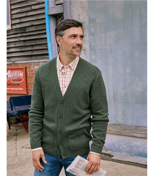 Mens Lambswool V Neck Cardigan