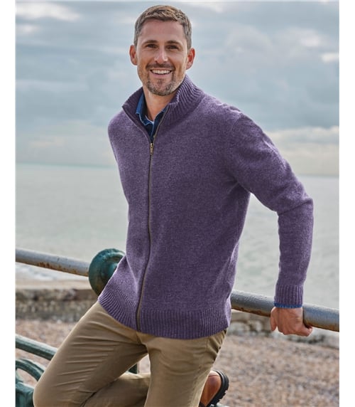 Mens Lambswool Lincoln Zipper Cardigan