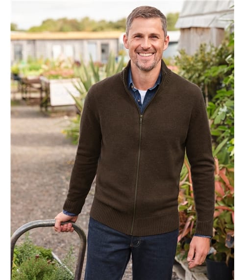 Strickjacke mit Reißverschluss aus Lammwolle für Herren